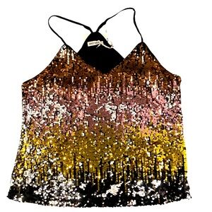 NWT Gradient Sequin Spaghetti Strap Tank Top Party Top Cocktail Top Plus Sz 2X
